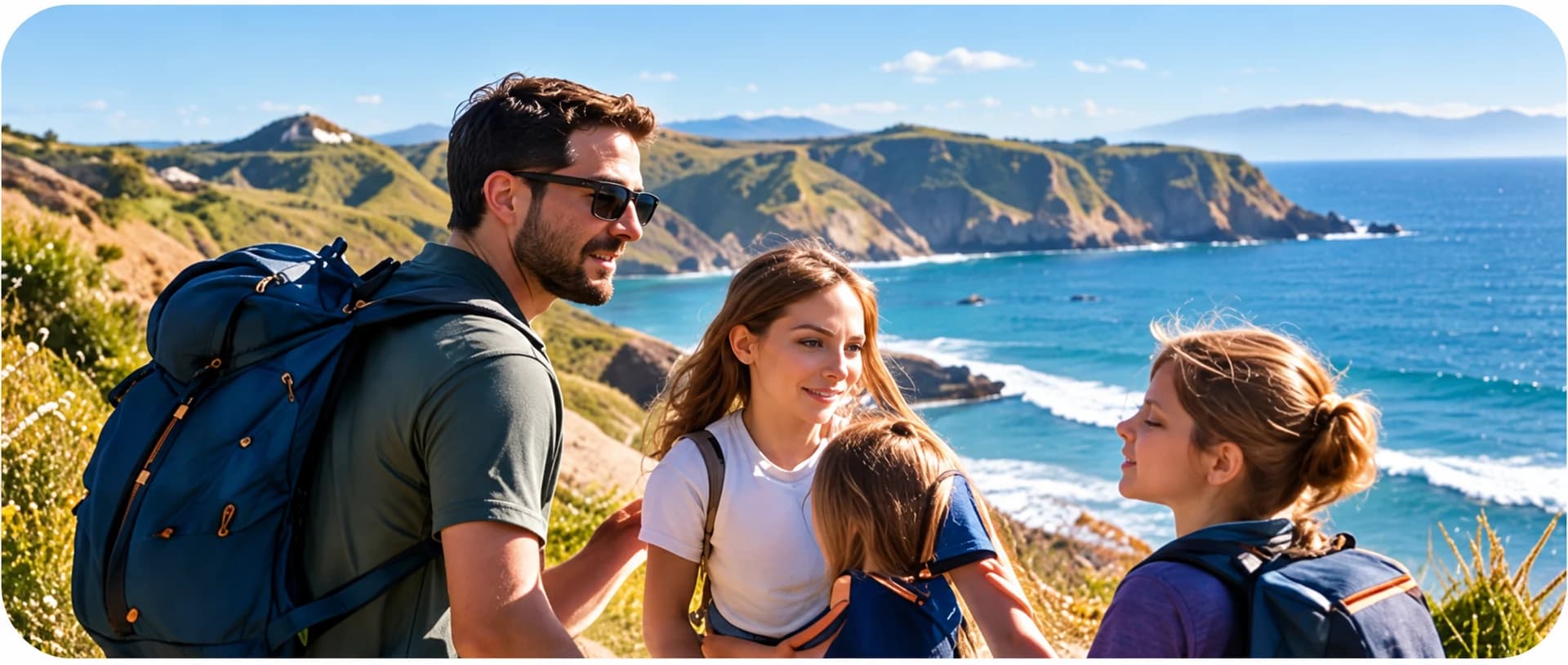 A family enjoying a coastal weekend